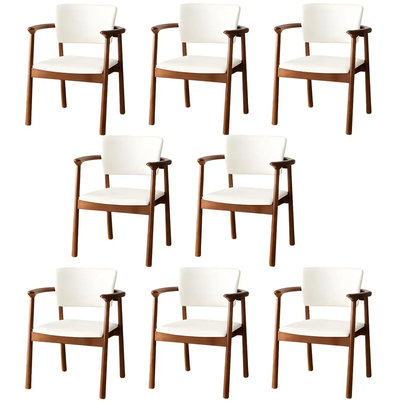 Modern Upholstered Rubberwood Arm Dining Chair Set of 2 Image - 20