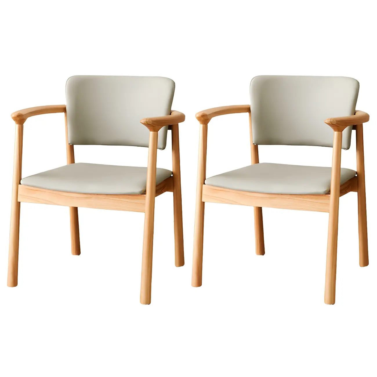 Modern Upholstered Rubberwood Arm Dining Chair Set of 2 Image - 23 | homeyfad