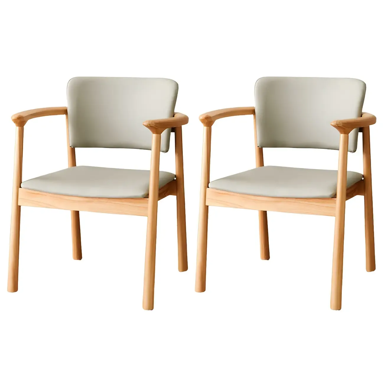Modern Upholstered Rubberwood Arm Dining Chair Set of 2 Image - 23