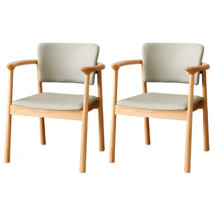 Modern Upholstered Rubberwood Arm Dining Chair Set of 2 Image - 23