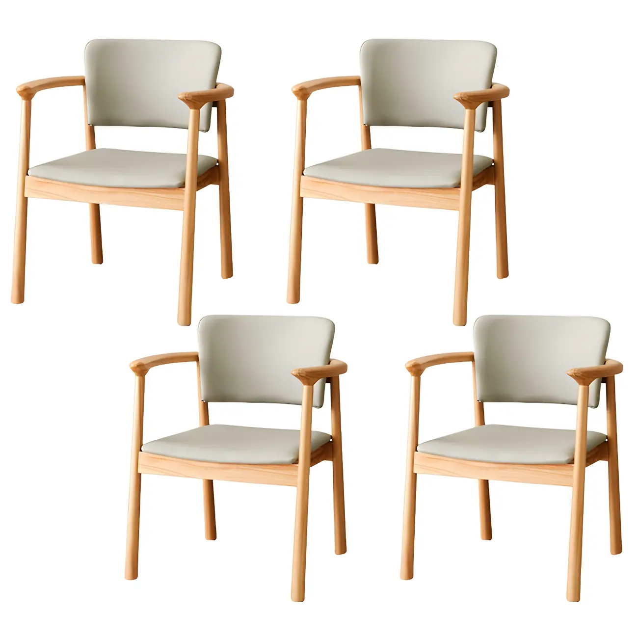 Modern Upholstered Rubberwood Arm Dining Chair Set of 2 Image - 26 | homeyfad