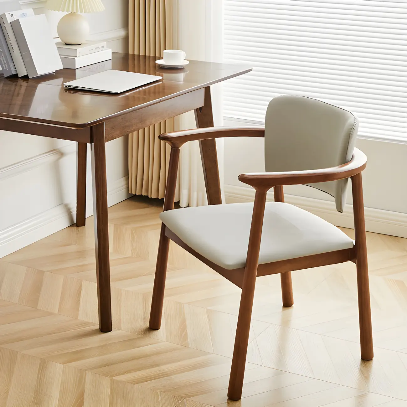 Modern Upholstered Rubberwood Arm Dining Chair Set of 2 Image - 28 | homeyfad