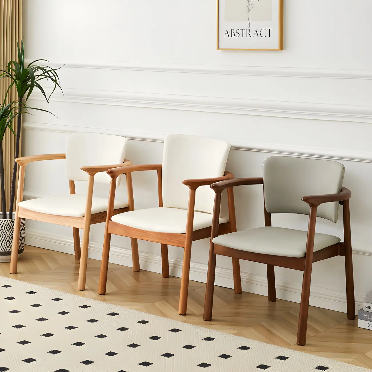 Modern Upholstered Rubberwood Arm Dining Chair Set of 2 Image - 30 | homeyfad