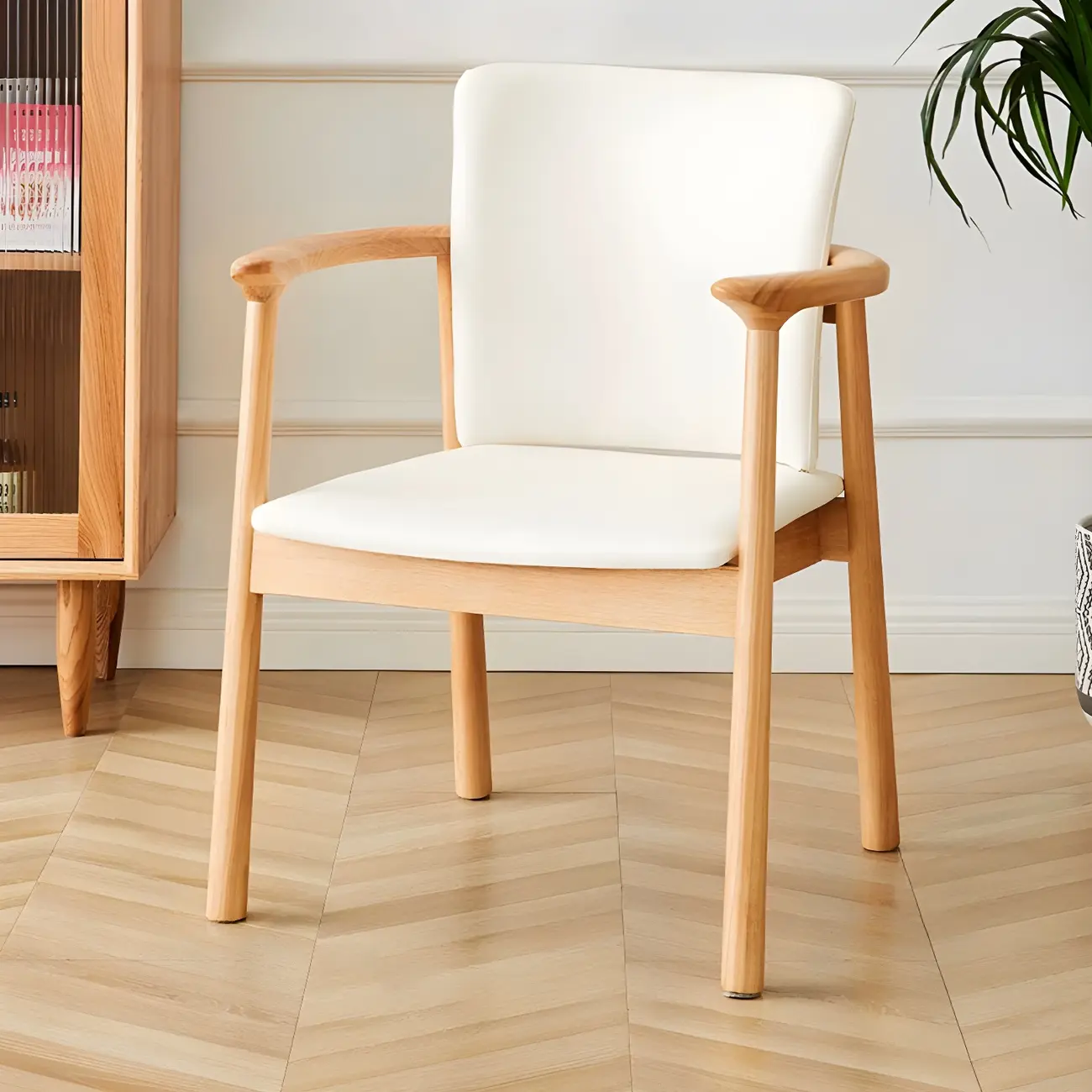 Modern Upholstered Rubberwood Arm Dining Chair Set of 2 Image - 31 | homeyfad