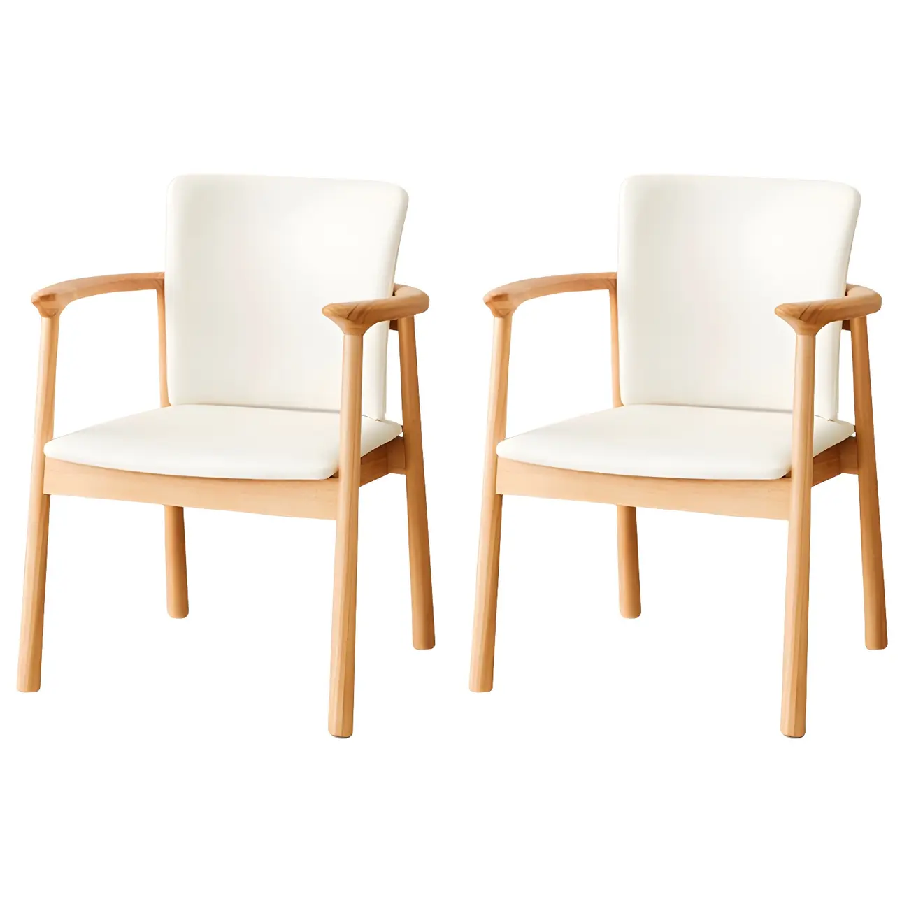 Modern Upholstered Rubberwood Arm Dining Chair Set of 2 Image - 32 | homeyfad