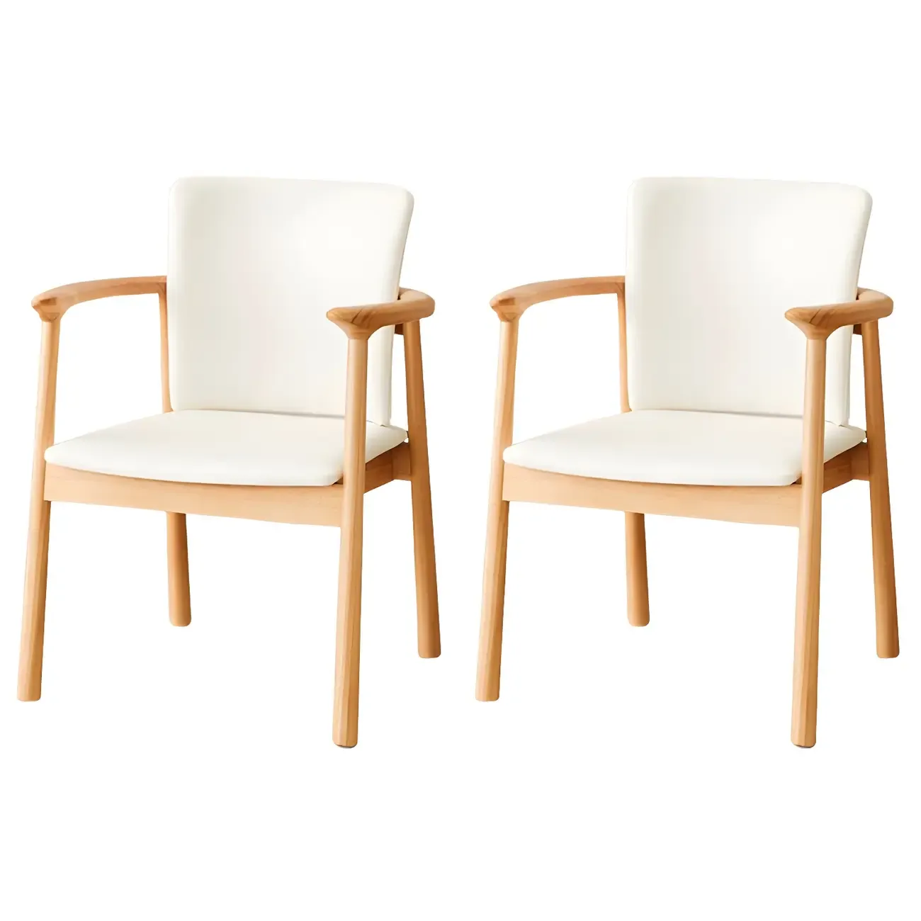 Modern Upholstered Rubberwood Arm Dining Chair Set of 2 Image - 32