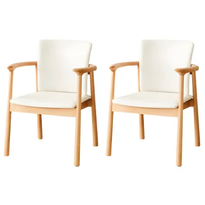 Modern Upholstered Rubberwood Arm Dining Chair Set of 2 Image - 32