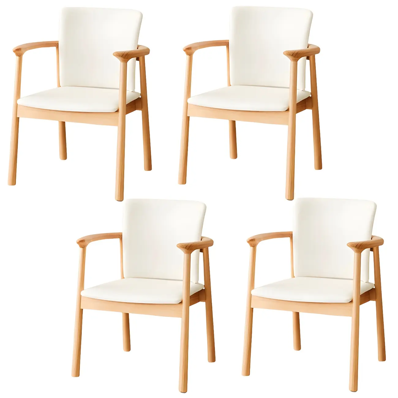 Modern Upholstered Rubberwood Arm Dining Chair Set of 2 Image - 33 | homeyfad