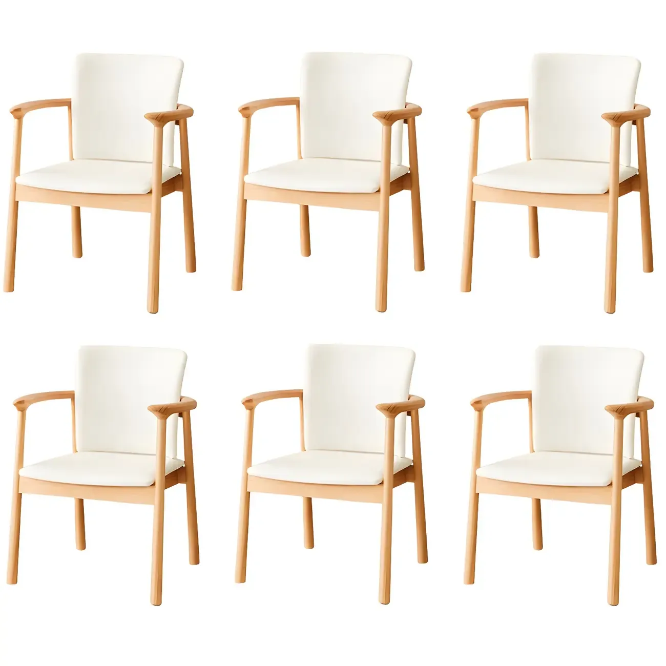 Modern Upholstered Rubberwood Arm Dining Chair Set of 2 Image - 34