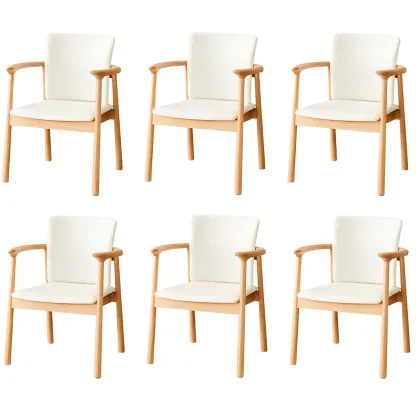 Modern Upholstered Rubberwood Arm Dining Chair Set of 2 Image - 34