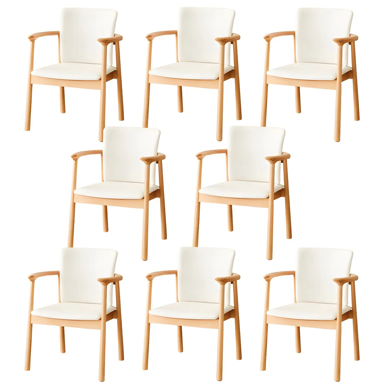 Modern Upholstered Rubberwood Arm Dining Chair Set of 2 Image - 35 | homeyfad