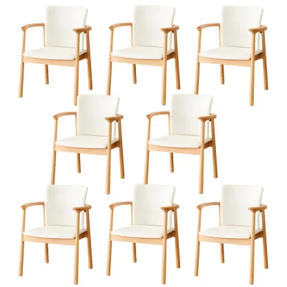 Modern Upholstered Rubberwood Arm Dining Chair Set of 2 Image - 35