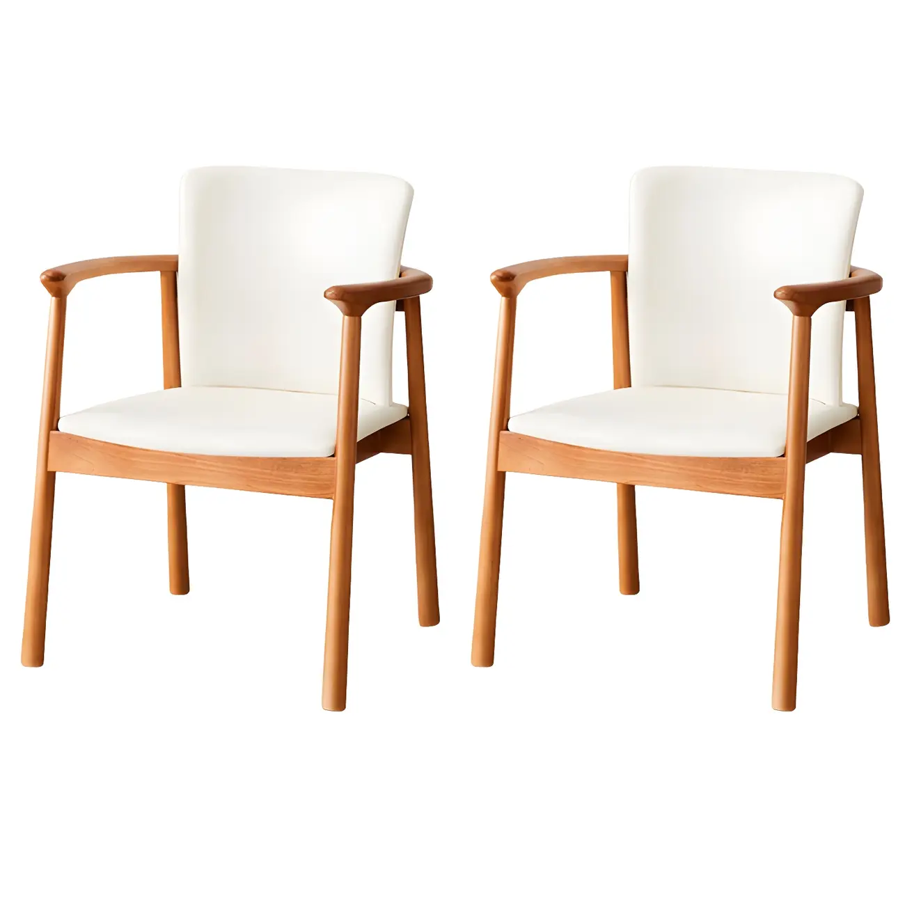 Modern Upholstered Rubberwood Arm Dining Chair Set of 2 Image - 37 | homeyfad