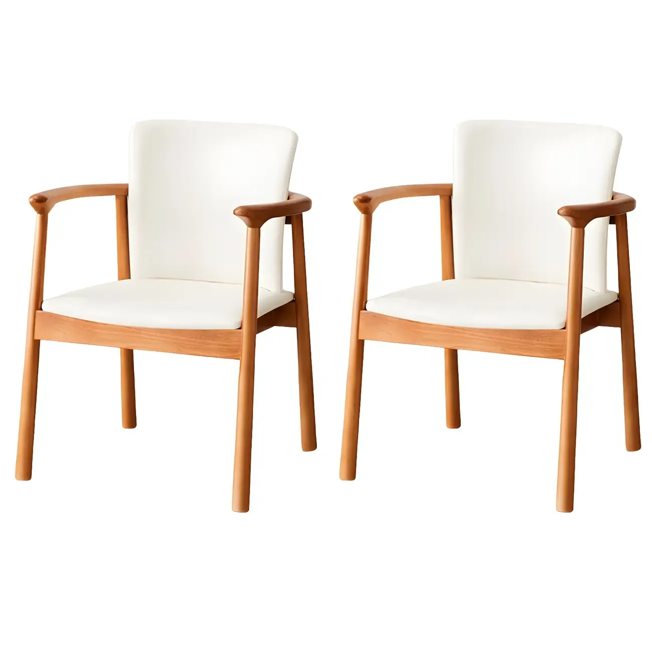 Modern Upholstered Rubberwood Arm Dining Chair Set of 2 Image - 37