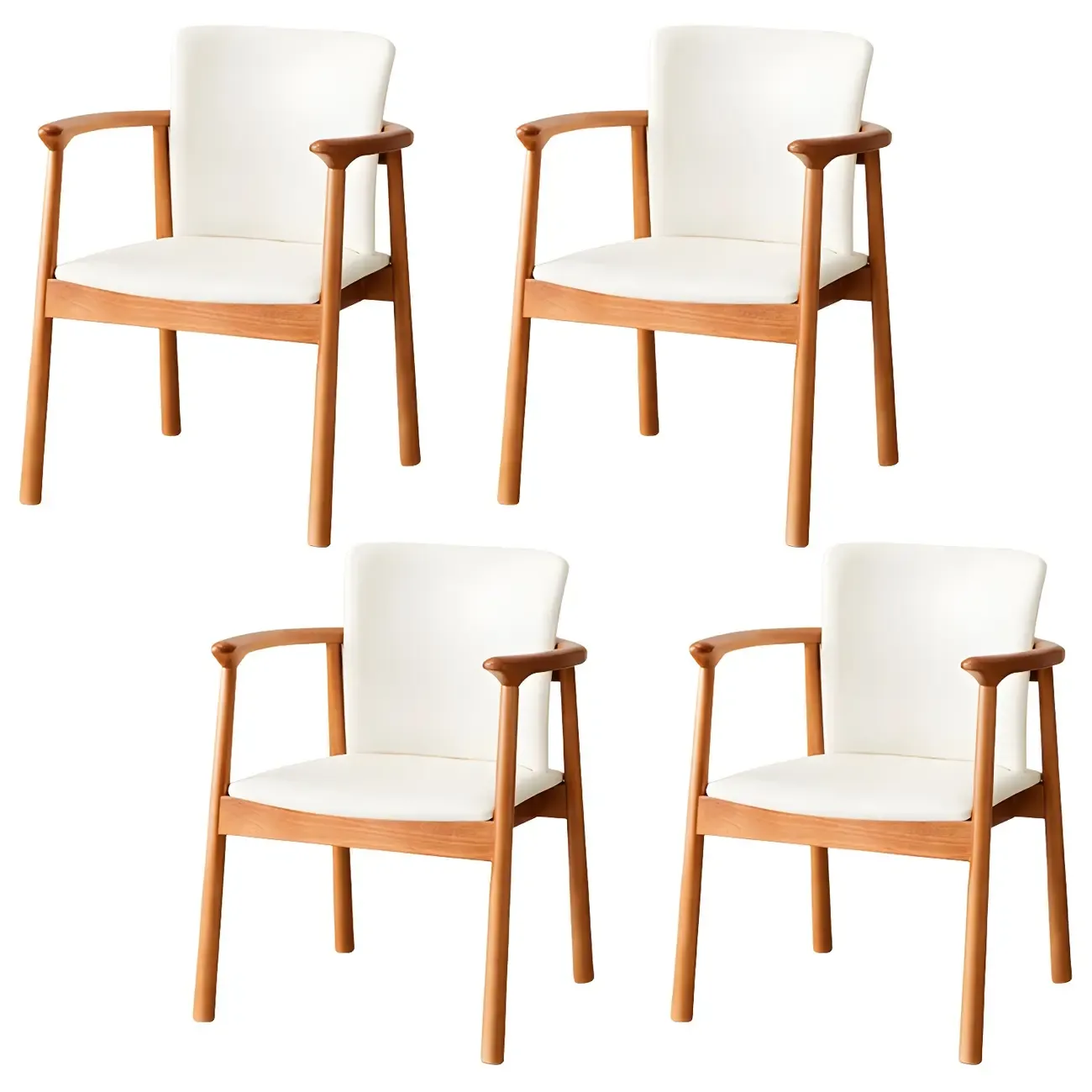 Modern Upholstered Rubberwood Arm Dining Chair Set of 2 Image - 38