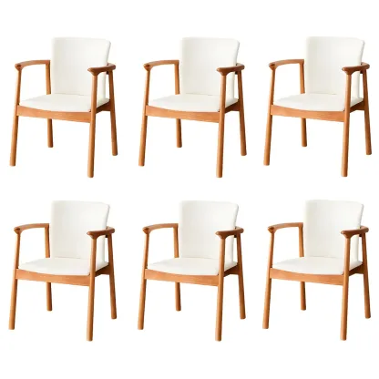 Modern Upholstered Rubberwood Arm Dining Chair Set of 2 Image - 39