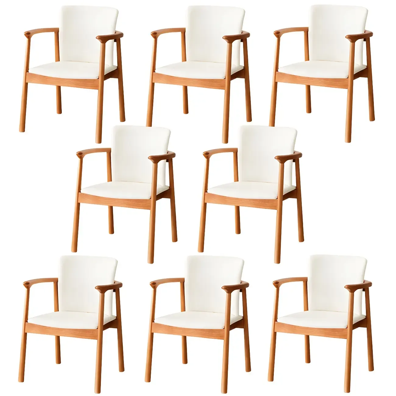 Modern Upholstered Rubberwood Arm Dining Chair Set of 2 Image - 40