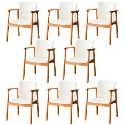 Modern Upholstered Rubberwood Arm Dining Chair Set of 2 Image - 40