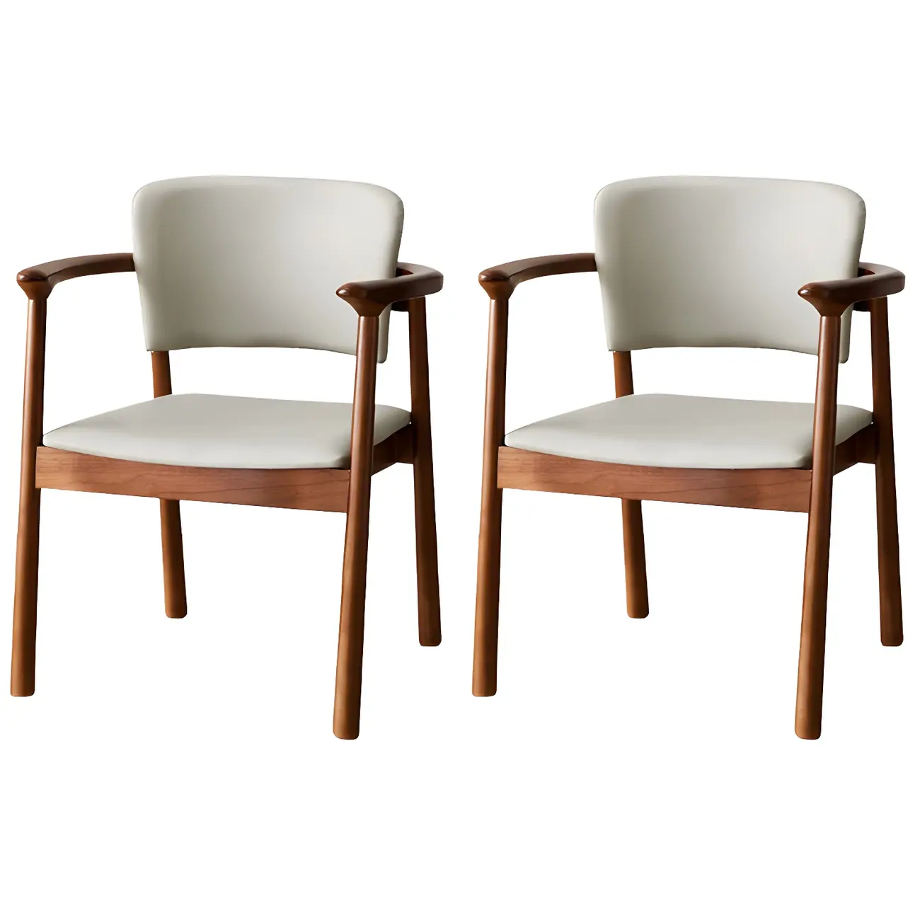 Modern Upholstered Rubberwood Arm Dining Chair Set of 2 Image - 42 | homeyfad