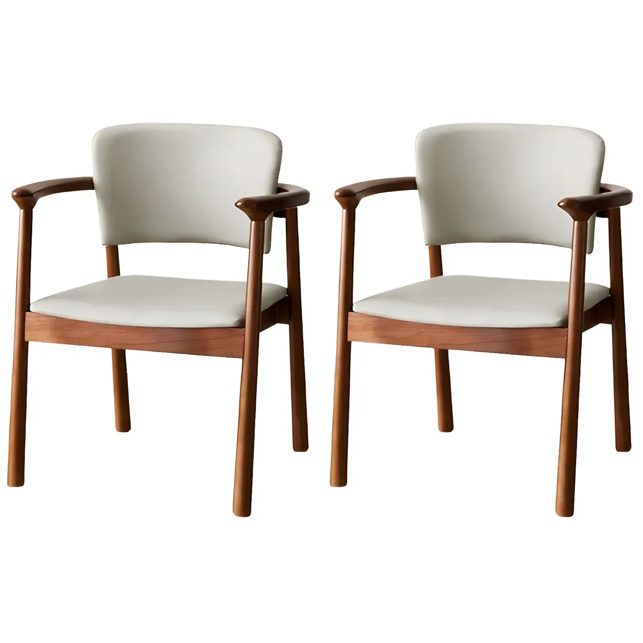 Modern Upholstered Rubberwood Arm Dining Chair Set of 2 Image - 42