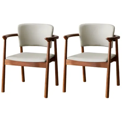 Modern Upholstered Rubberwood Arm Dining Chair Set of 2 Image - 42
