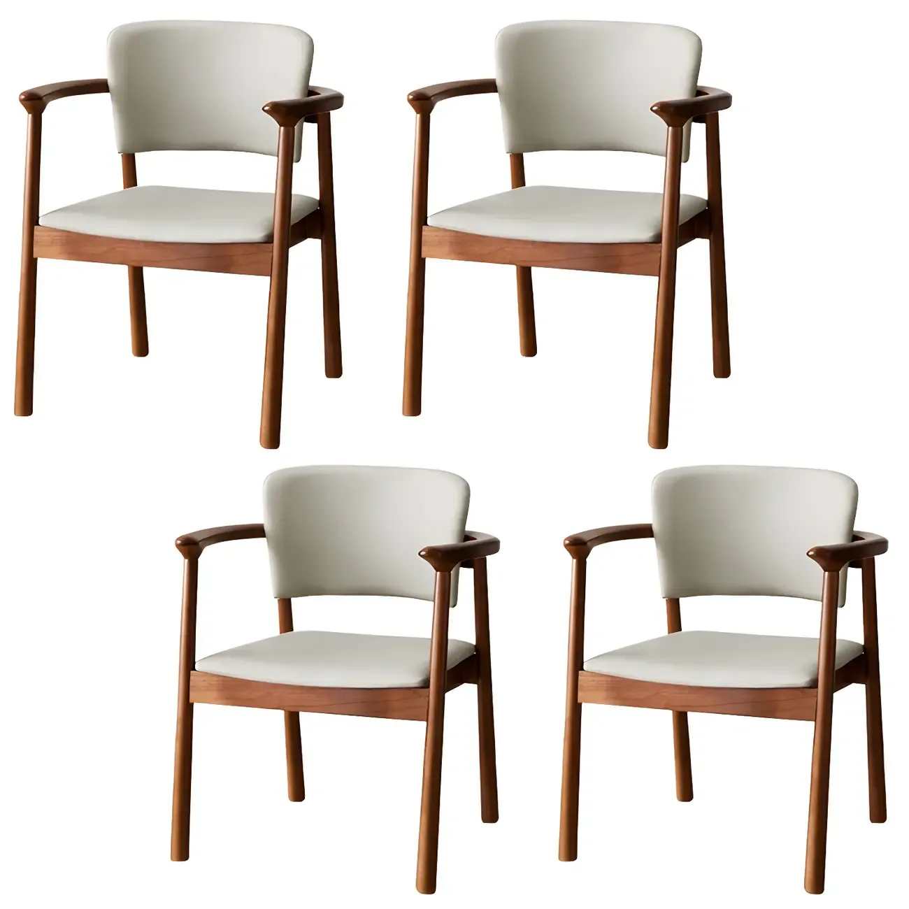 Modern Upholstered Rubberwood Arm Dining Chair Set of 2 Image - 43