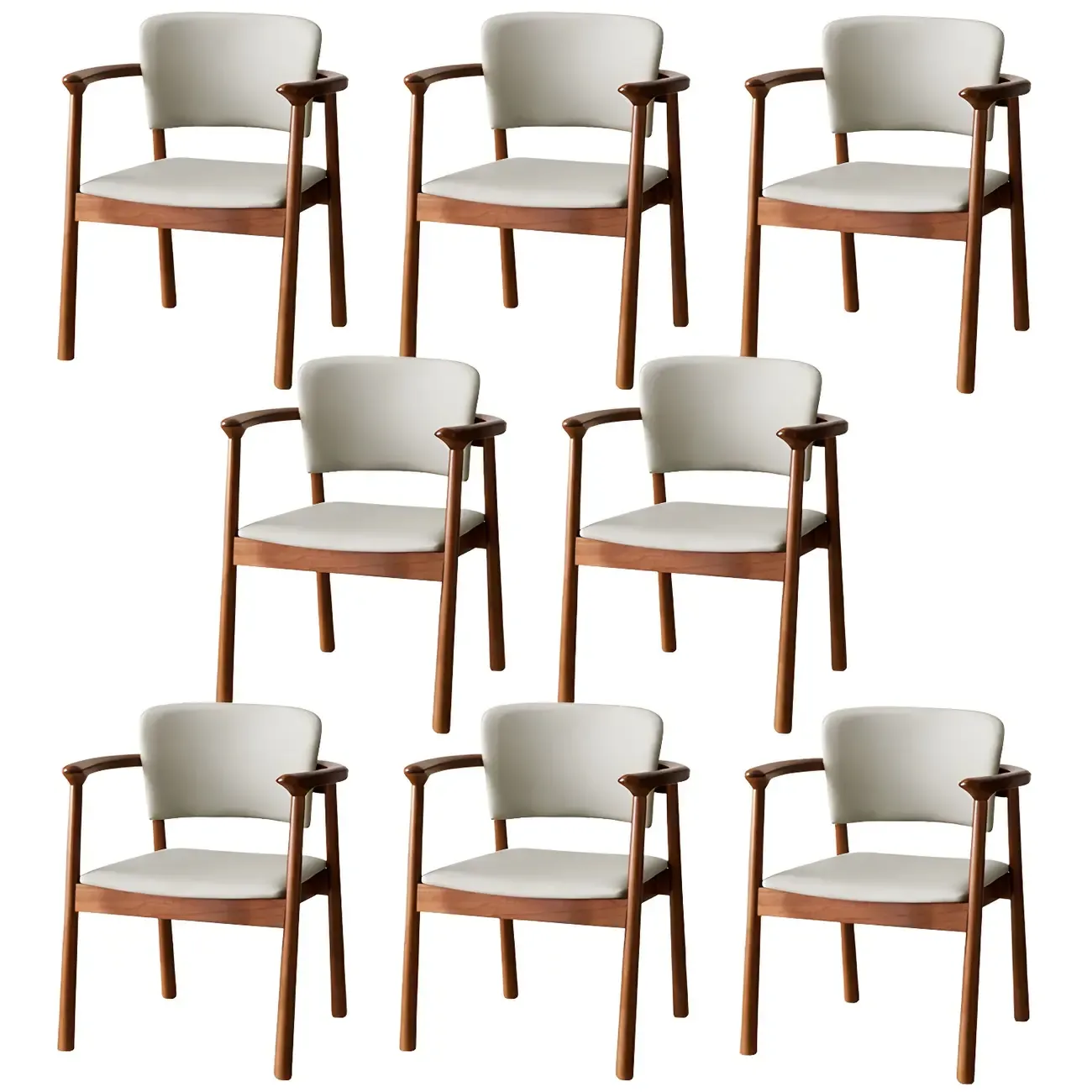Modern Upholstered Rubberwood Arm Dining Chair Set of 2 Image - 45