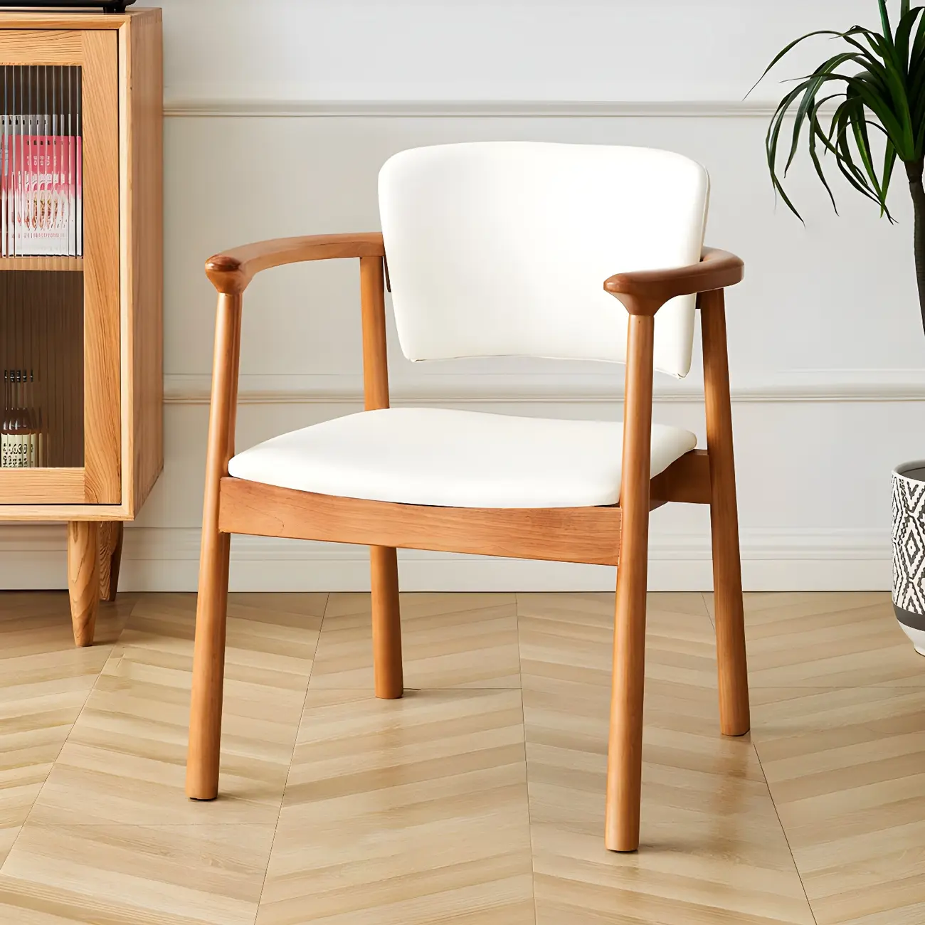 Modern Upholstered Rubberwood Arm Dining Chair Set of 2 Image - 46 | homeyfad