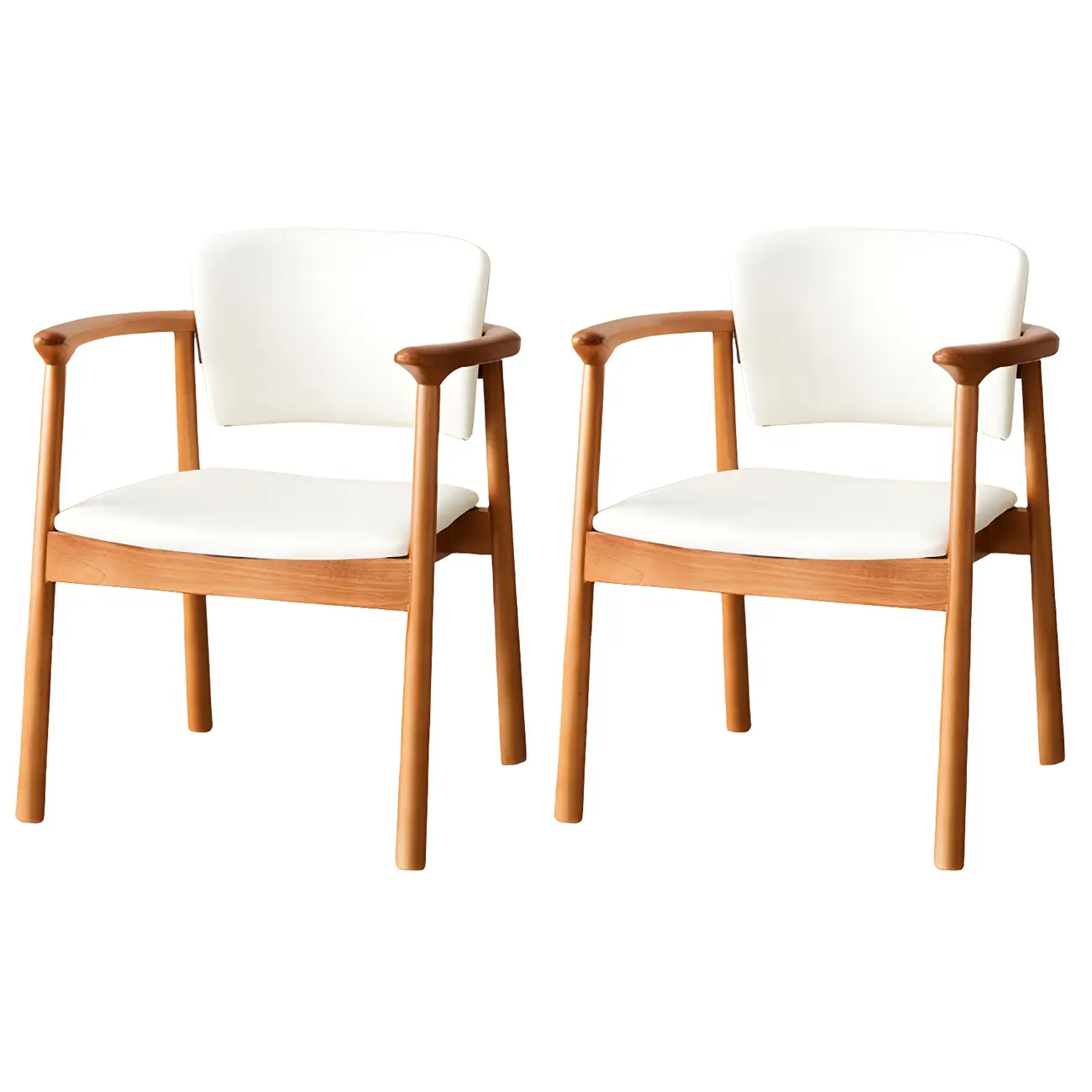 Modern Upholstered Rubberwood Arm Dining Chair Set of 2 Image - 47 | homeyfad