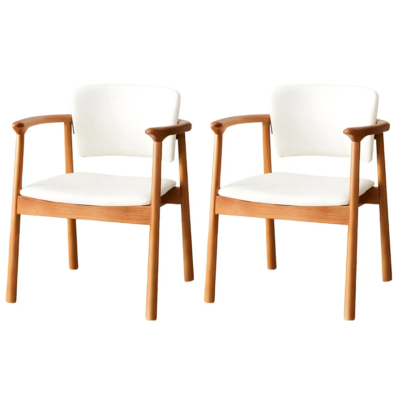 Modern Upholstered Rubberwood Arm Dining Chair Set of 2 Image - 47