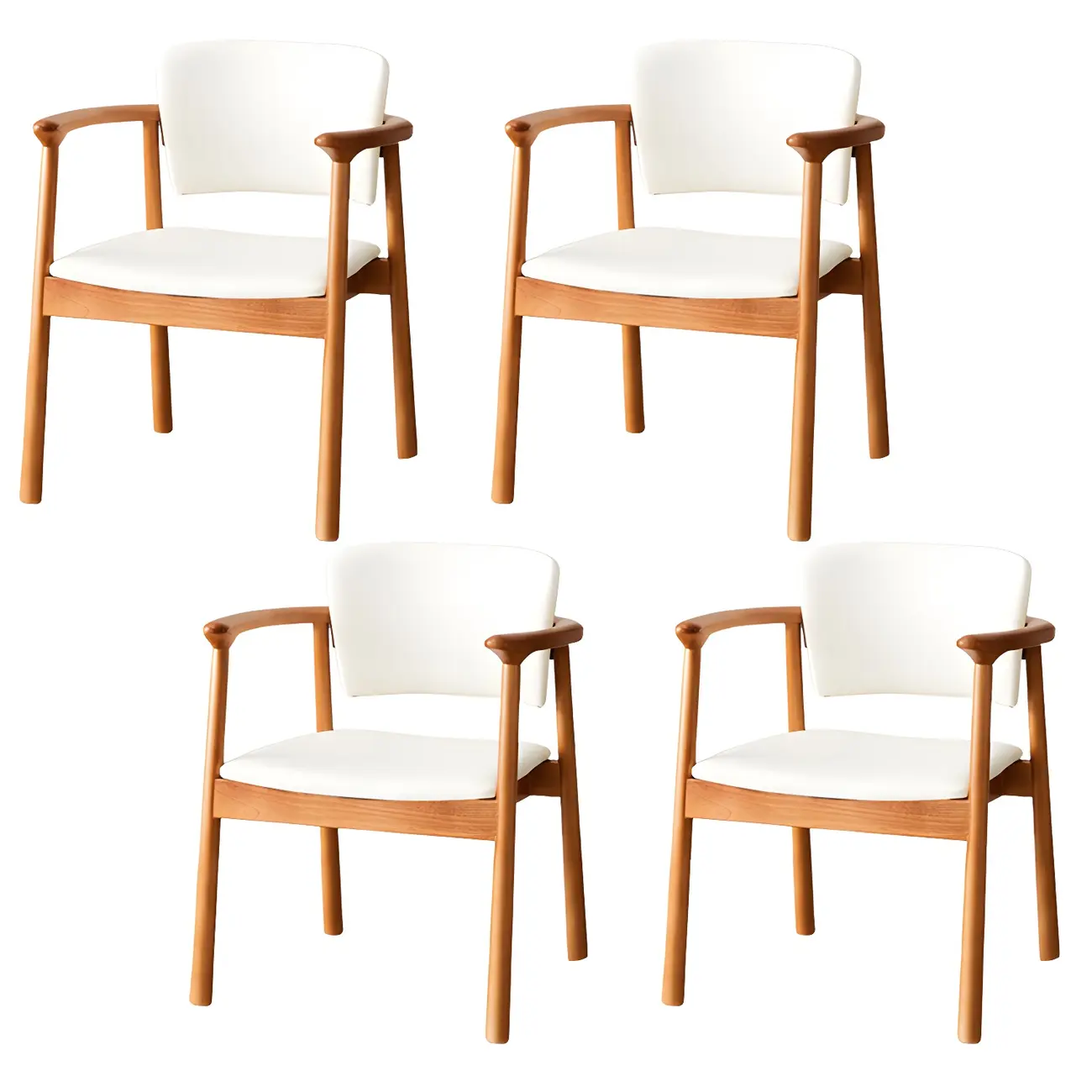 Modern Upholstered Rubberwood Arm Dining Chair Set of 2 Image - 48 | homeyfad