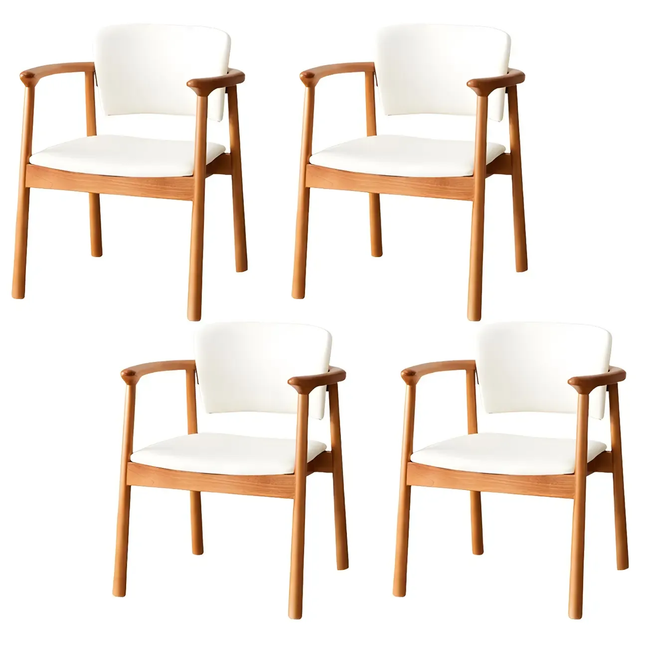 Modern Upholstered Rubberwood Arm Dining Chair Set of 2 Image - 48
