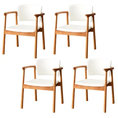 Modern Upholstered Rubberwood Arm Dining Chair Set of 2 Image - 48
