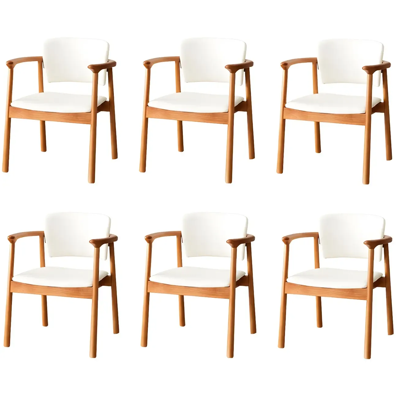 Modern Upholstered Rubberwood Arm Dining Chair Set of 2 Image - 49