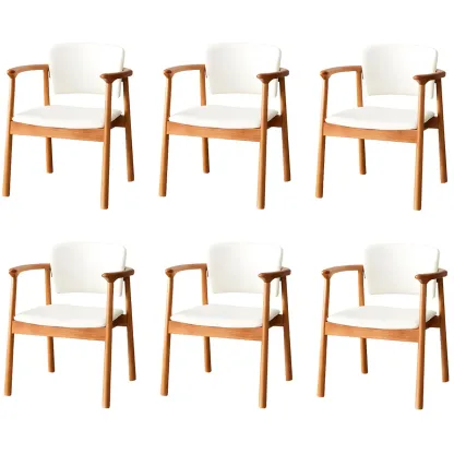 Modern Upholstered Rubberwood Arm Dining Chair Set of 2 Image - 49