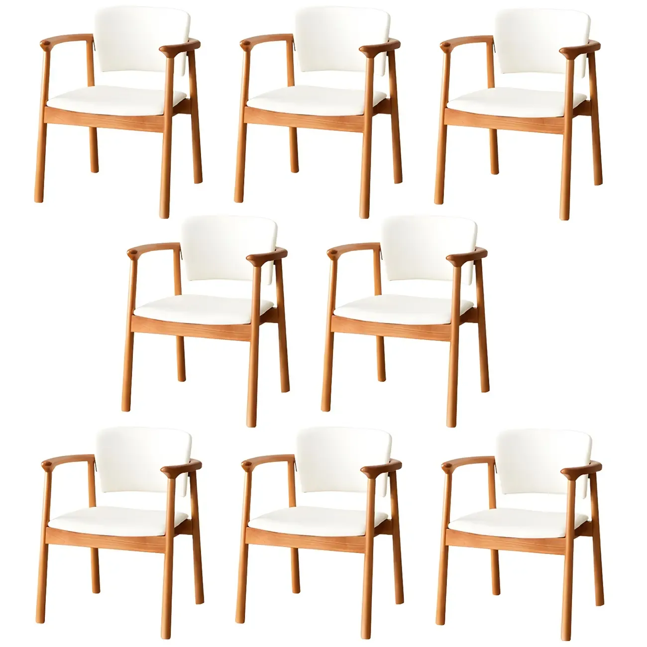 Modern Upholstered Rubberwood Arm Dining Chair Set of 2 Image - 50