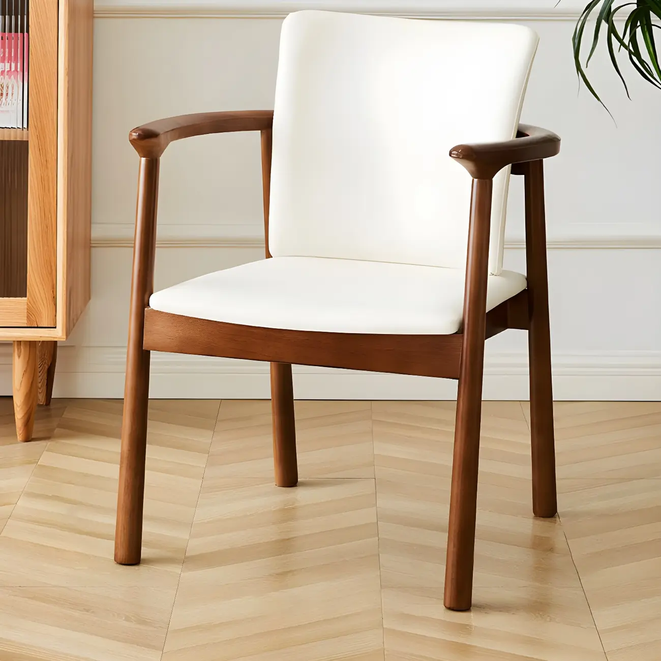 Modern Upholstered Rubberwood Arm Dining Chair Set of 2 Image - 51 | homeyfad