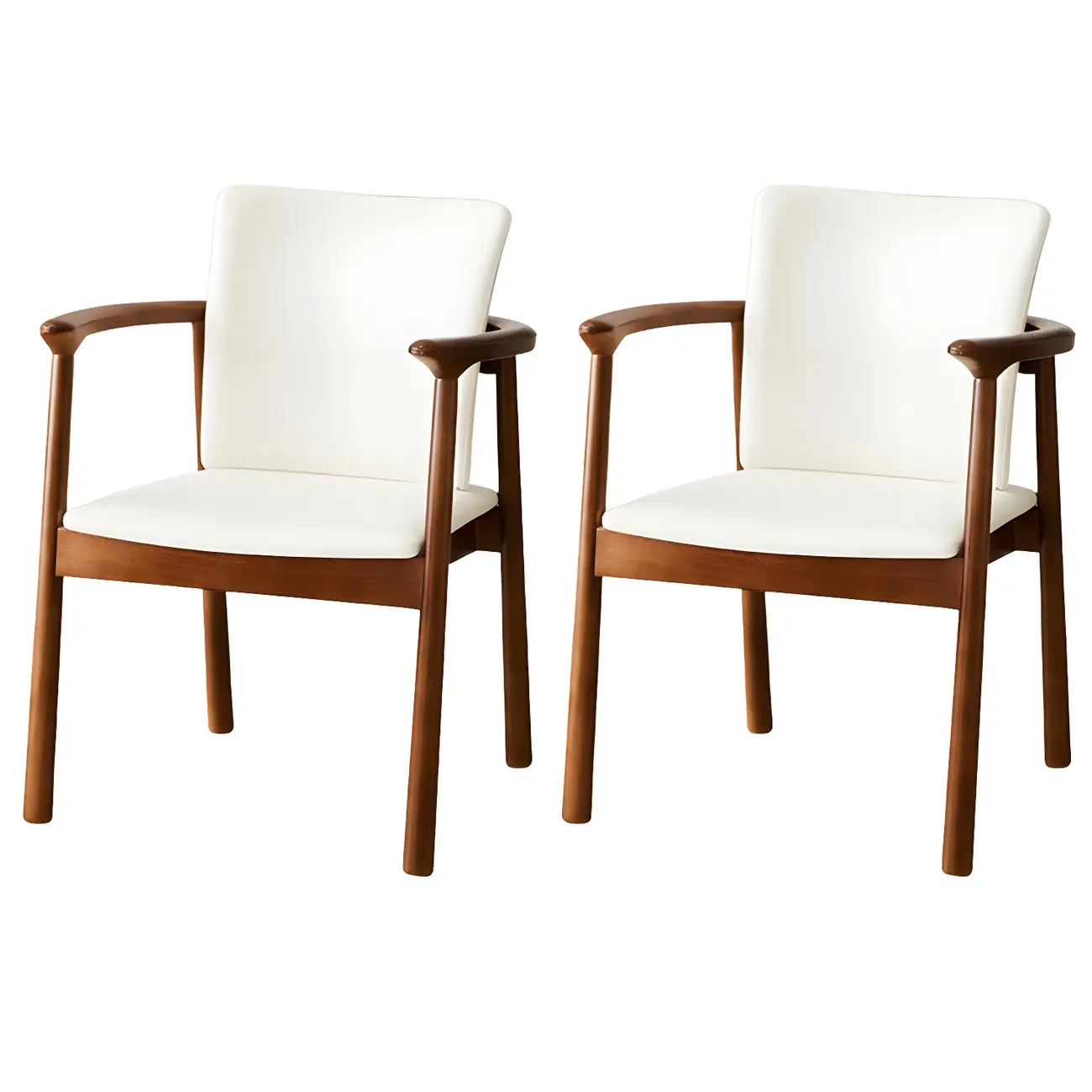 Modern Upholstered Rubberwood Arm Dining Chair Set of 2 Image - 52 | homeyfad