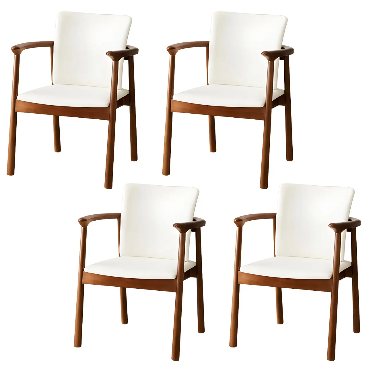 Modern Upholstered Rubberwood Arm Dining Chair Set of 2 Image - 53 | homeyfad