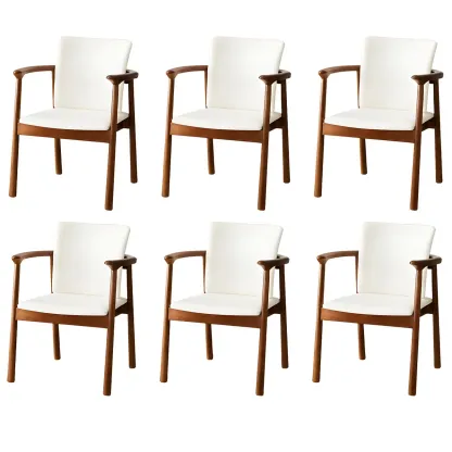 Modern Upholstered Rubberwood Arm Dining Chair Set of 2 Image - 54