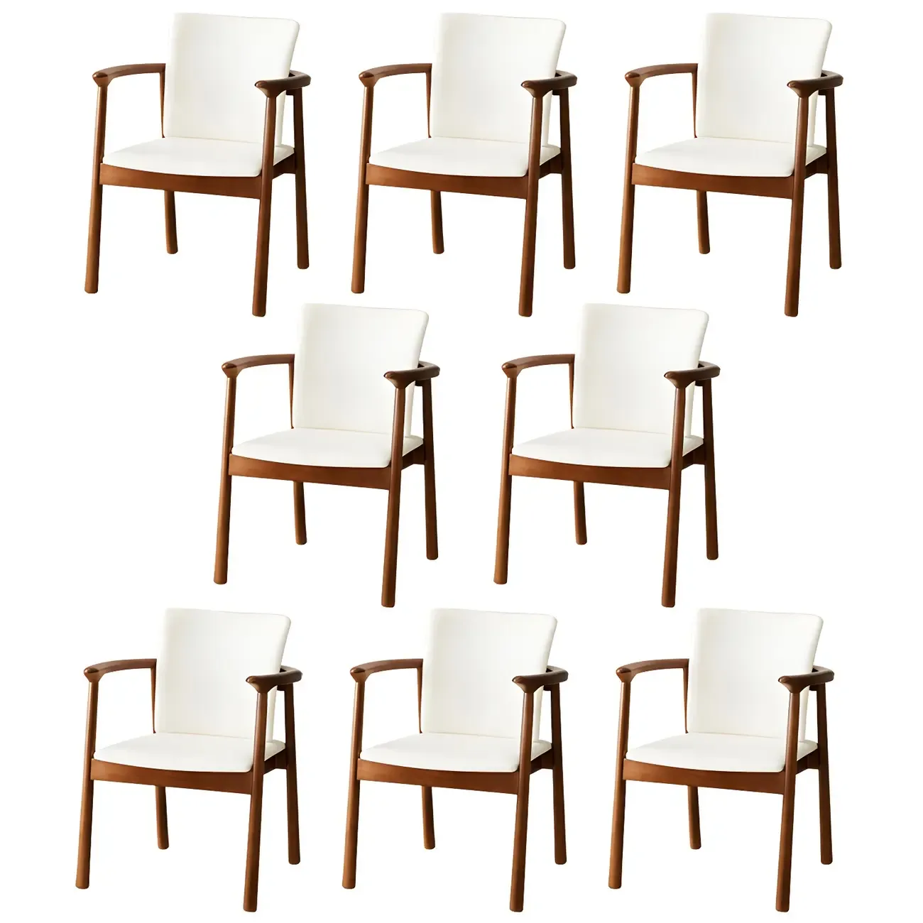 Modern Upholstered Rubberwood Arm Dining Chair Set of 2 Image - 55