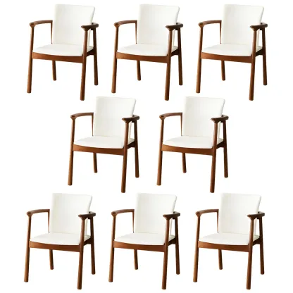 Modern Upholstered Rubberwood Arm Dining Chair Set of 2 Image - 55