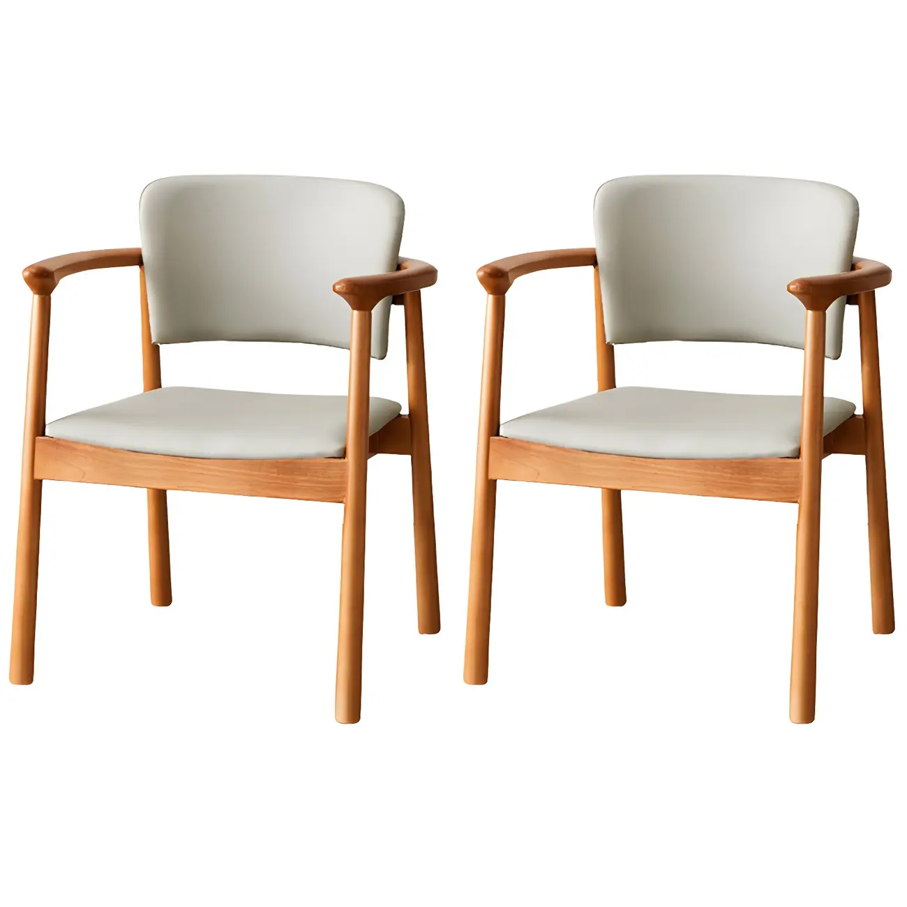 Modern Upholstered Rubberwood Arm Dining Chair Set of 2 Image - 57 | homeyfad