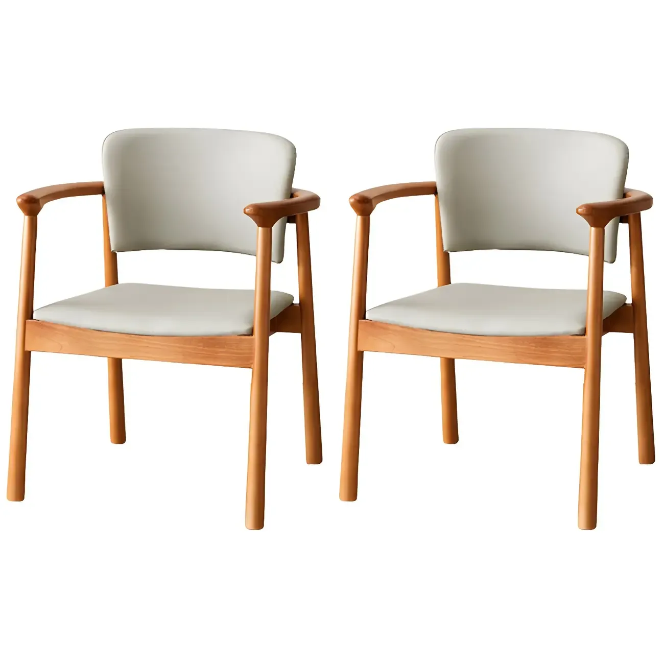 Modern Upholstered Rubberwood Arm Dining Chair Set of 2 Image - 57