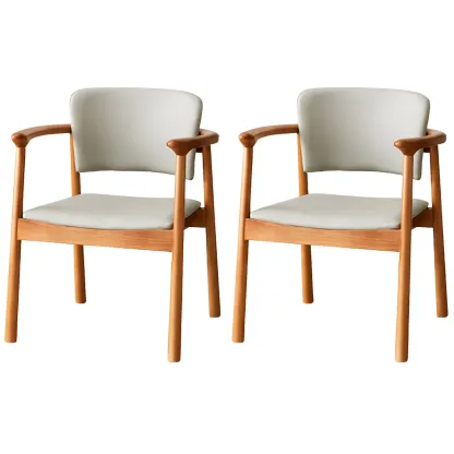 Modern Upholstered Rubberwood Arm Dining Chair Set of 2 Image - 57