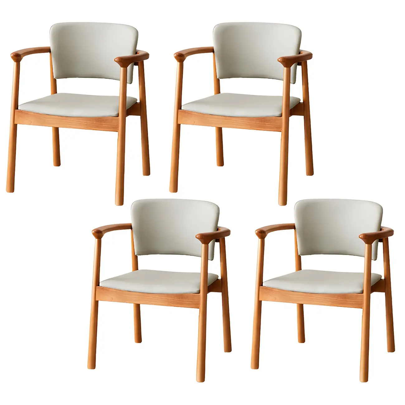 Modern Upholstered Rubberwood Arm Dining Chair Set of 2 Image - 58 | homeyfad