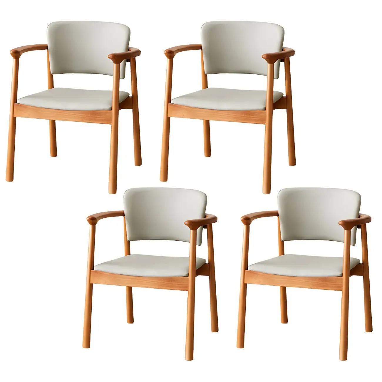Modern Upholstered Rubberwood Arm Dining Chair Set of 2 Image - 58