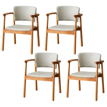 Modern Upholstered Rubberwood Arm Dining Chair Set of 2 Image - 58