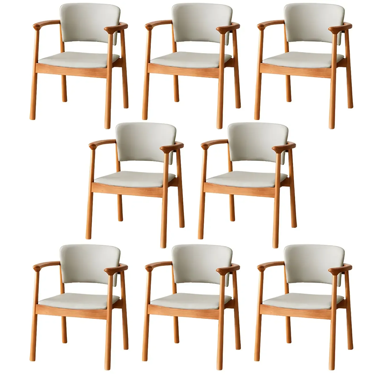 Modern Upholstered Rubberwood Arm Dining Chair Set of 2 Image - 60