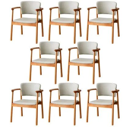 Modern Upholstered Rubberwood Arm Dining Chair Set of 2 Image - 60